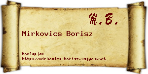 Mirkovics Borisz névjegykártya
